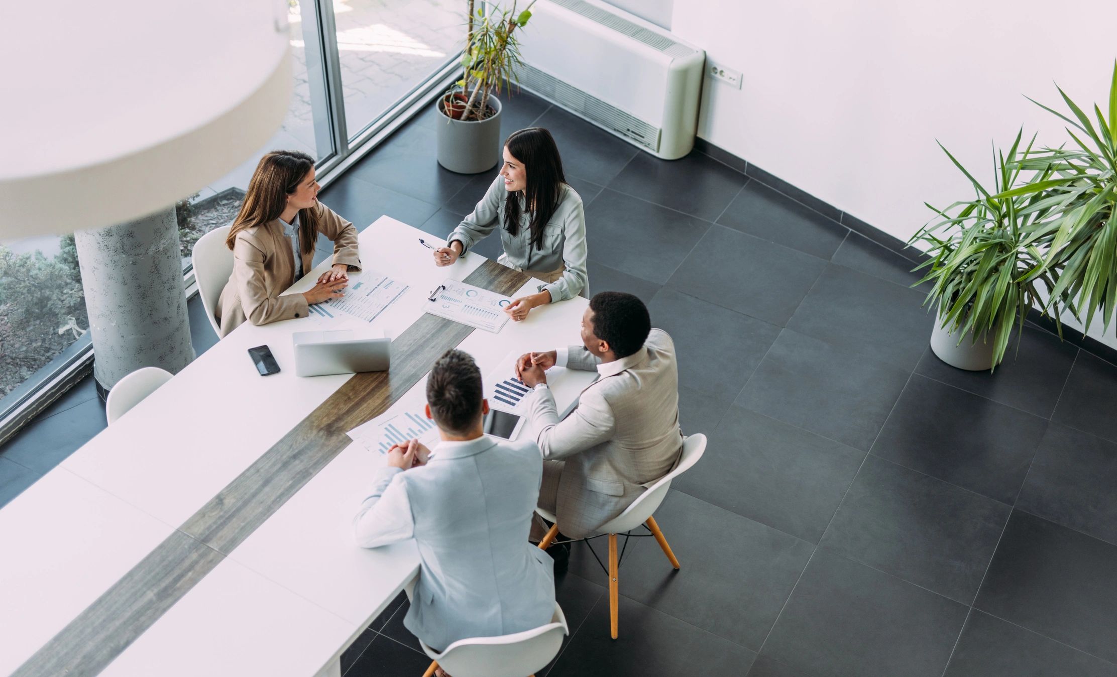 Business team discussing recruitment strategy in an office